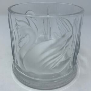 Gloria Vanderbilt Vintage Vase Clear Pressed Glass Embossed‎ Swan Candle Holder